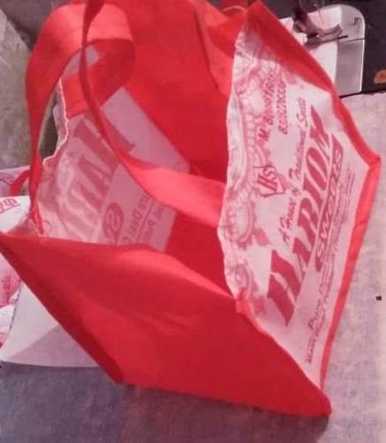 Lightweight , Reusable Red Color Printed Carry Bags For Shopping