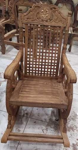 Handmade Modern Wooden Rocking Chair Sheesham Standard 1 Walnut Brown Finish 