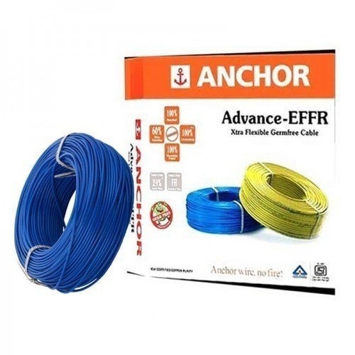 110 Volt And 180Meter Anchor Efr Electrical Wires In Blue Color With High Heat Bearing Strangth Conductor Material: Copper
