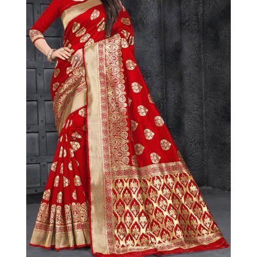 Traditional Designer And Red Colour Art Silk Printed Ladies Saree With Blouse Piece Set