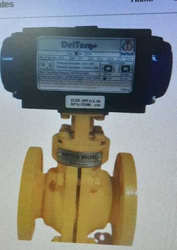 Flange End Connector Type Ptfe Lined Actuated Ball Valve In Yellow Color Application: Water Fitting