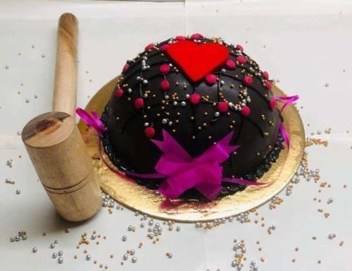 Dark Chocolate Pinata Half Dome Cake __ Butterscotch Cake