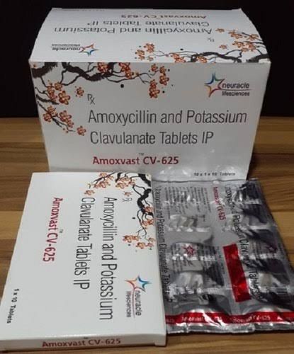 Amoxvast Cv-625 Amoxycillin And Potassium Clavulanate Tablets Ip (1X10 Tablets) Health Supplements