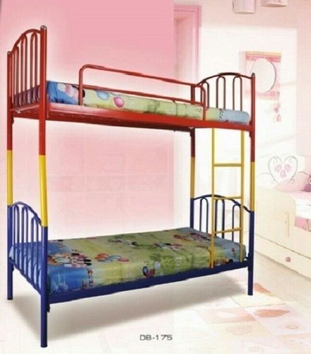 Indian Style Double Bunk Bed With Mild Steel Materials And Red And Blue Color