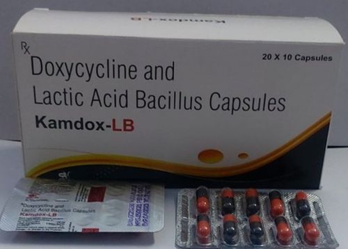 Kamdox-Kb Doxycycline And Lactic Acid Bacillus Capsules For Treat Bacterial Diseases Like Urinary Plot Contaminations And Gastrointestinal Diseases Kamdox - Lb