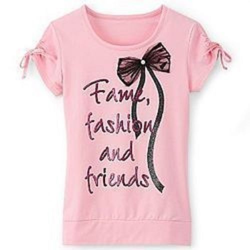 Dresses Pink Colour Printed Fancy Design Ladies Tops With Short Sleeve, Chiffon Materials