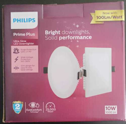 10 Watt, 120 Volt And 50 Hz Aluminum Philips Led Panel Light In White Color Color Temperature: 100 Celsius (Oc)