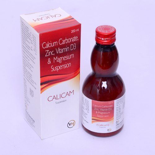Calicam Calcium Carbonate, Zinc, Vitamin D3 And Magnesium Suspension Syrup 200ml 