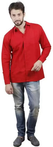 Casual Wear Comfortable Red Color Full Sleeve Cotton Shirts For Mens