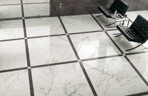 Square Edge Easy To Clean, Durable And Glossy Ceramic Digital Border Style White And Black Colour Floor Tiles