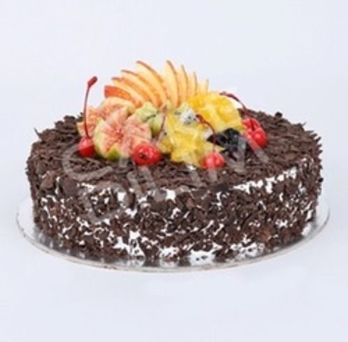Fresh And Eggless Chocolate Cake With Fruits Toppings For Any Occasion