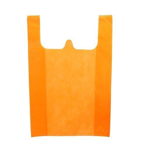 Plain Orange Color Non Woven W Cut Bag For Grocery With Dimension 8.5'' x 4.25'' x 10.75''