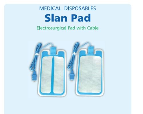 White And Blue Slaney Medical Disposable Slan Pad Electrosurgical Pad With Cable