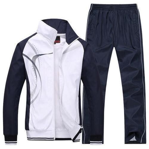  Sports Wear पुरुषों के लिए स्पोर्ट्स ट्रैक सूट नीले और सफेद रंग के साथ, फुल स्लीव