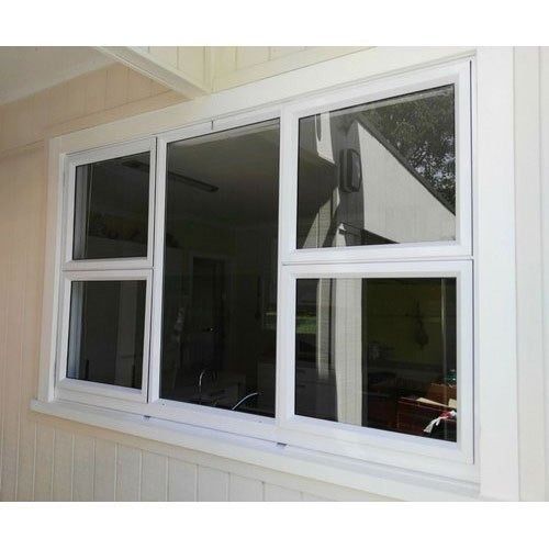 Rust Proof White Color Rectangle Shape Polished Aluminium Glass Window Application: Residential