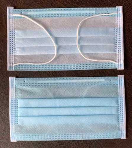 Disposable 3 Ply Face Mask In Non Woven Material And Blue Color