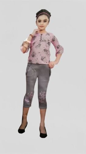  Pink And Grey Color Printed Fancy Designer Top Pant Party Wear For Kids Age Group: 3-7 Year