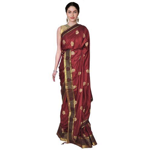 Ethnic Lace Border Spade Design Alwayla Silk Printed Pattern Ladies Saree With Blouse