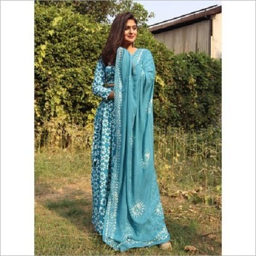 Buy Women Sky Blue Jacquard Churidar Suit | Appelle Fashion