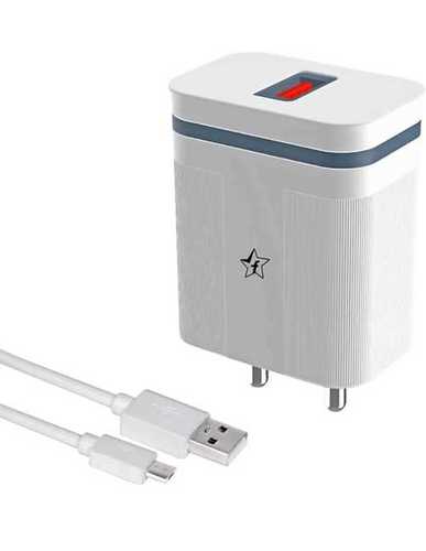 Light Weight And Compact White Color Travel Mobile Charger With USB Cable - Lithium-Ion Battery, Built-In Flashlight, LED Indicator, Universal Compatibility