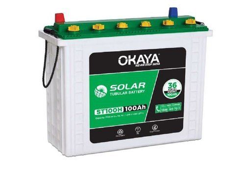 White And Green 12-Volts Plastic Okaya St100H 100Ah Solar Tubular Battery Max Voltage: 12 Volt (V)