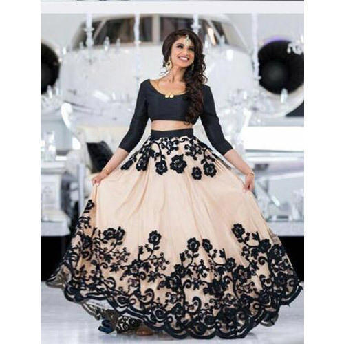 White Georgette Designer Lehenga Choli with Thread Embroidered Long Jacket  / Wedding , Party Wear at Rs 999 | डिज़ाइनर लहंगा चोली in Surat | ID:  26071913333