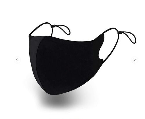 Black Color And Plain Reusable Cotton Face Mask For All Age Groups