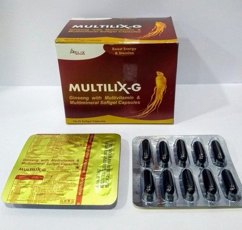  मल्टीविटामिन और मल्टीमिनरल सॉफ्टजेल कैप्सूल के साथ मल्टीलिक्स-जी जिनसेंग, 10x10 ब्लिस्टर पैक