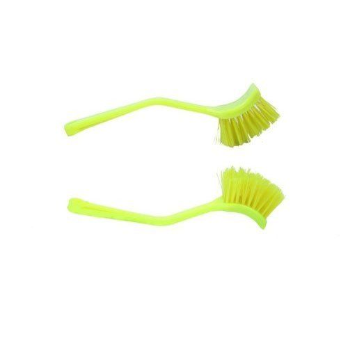 Green Perfect For Hard To Reach Areas Yellow Color Hard Plastic Sink Cleaning Brush With Nylon Bristles