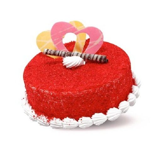 Round Shape Heart And Stick Decorate Chocolate Red Velvet Birthday Cake Fat Contains (%): 6 Grams (G)