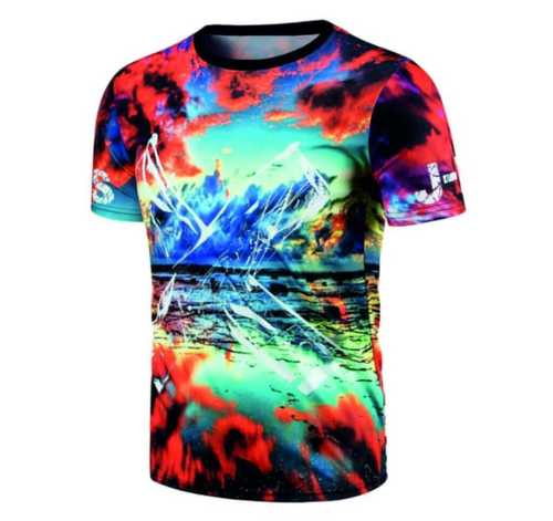 Short Sleeve Multicolor Polyester T Shirt For Casual Wear Occasion, Comfortable