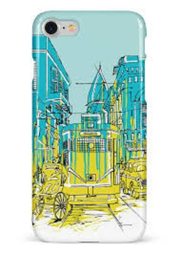 Sky Blue And Yellow Water-Proof Durable Printed Mobile Phone Back Cover - Premium Quality Material, Lightweight Design, Glittery Finish, Scratch Protection