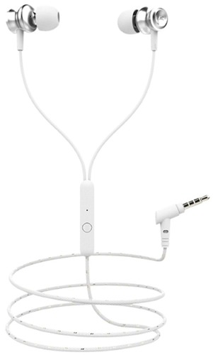 White 1.5m Rubber 3.5mm Jack Wired Earphone - Rubber Material, 1.5 Meter Length, White Color | Soft Silicon Ear Buds, Detachable Cord, 6-Month Warranty