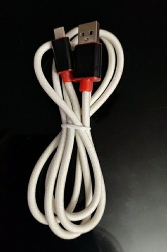 White Rubber USB Data Cable for Mobile Charging and Data Transfer - 1 Meter, 100% Copper Material, Braided for Strength & Speed