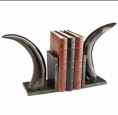  Sustainable And Eco-Friendly Black 10-Inch Polished Horn Wooden Bookend Size: 10 Inches