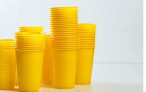 100 Percent Disposable And Eco Friendly Plain Yellow Plastic Glass For Party