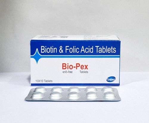 Bio-Pex Folic Acid And Biotin Tablet For Malnutrition, 10X10 Blister Pack Efficacy: Promote Nutrition