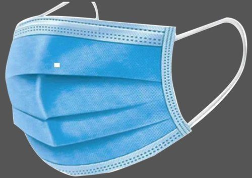 Non Woven Fabric Comfortable Ear Loop Light Weight And Disposable Blue Face Mask  Length: 3 Inch (In)