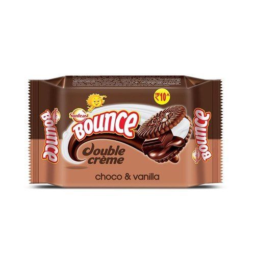 Choco And Vanilla Flavor Sunfeast Bounce Double Cream Filled Biscuits Fat Content (%): 6 Grams (G)