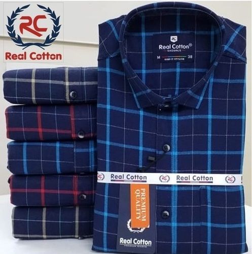 Real Cotton Mens Check Trendy Full Sleeves Shirts