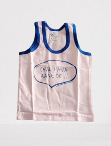 White and Blue Cotton Printed Baby Vest For Daily Wear