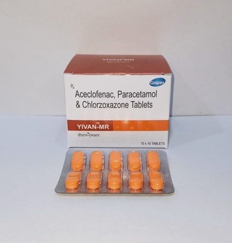  Yivan-Mr Aceclofenac पेरासिटामोल और क्लोरज़ोक्साज़ोन टैबलेट, 10x10 ब्लिस्टर पैक 
