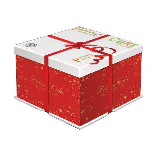 Paper Red Color Printed Gift Packing Cake Boxes With Square Shape And Eco Friendly