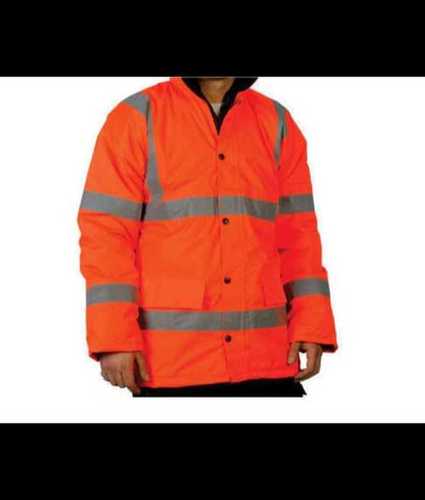 Orange Safety Jacket For Safety Use, Reflective Style, Comfortable And Plain Pattern