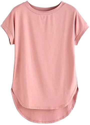 Stylish Lightweight Round Neck Sleeveless Plain Pink Ladies Top For Casual Wear