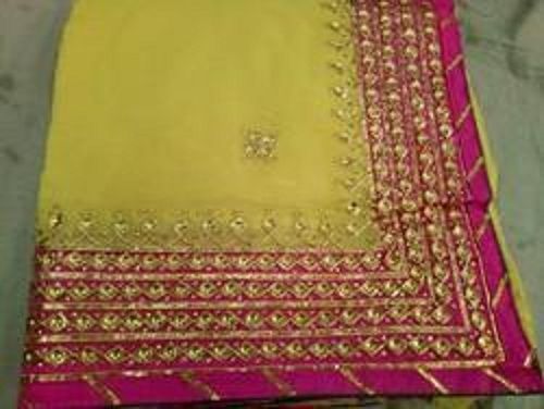 Yellow And Pink Women'S Fashionable Cotton Silk Saree With Unstitch Blouse Piece For Party Wear