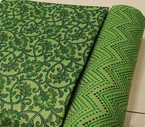  Traditional Designer Pure Cotton Unstitched Flower Print Green Dress Material For Casual Wear Decoration Material: Cloths