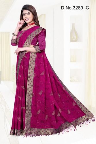 Buy Rani Pink Saree In Chiffon With Cut Dana And Stones Embroidery