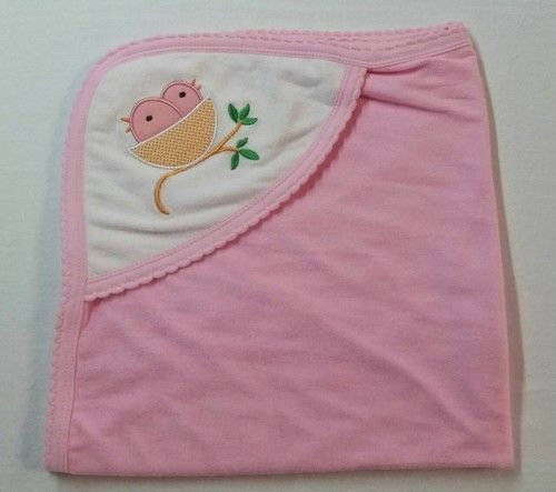 Lovely Print Pink Color Embroidered Soft And Pure Cotton Baby Hooded Towels for toddlers