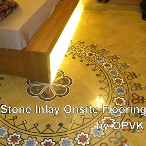 Wear-Resistant Non Slip Semiprecious And Various Colour Stone Inlay On Marble Flooring